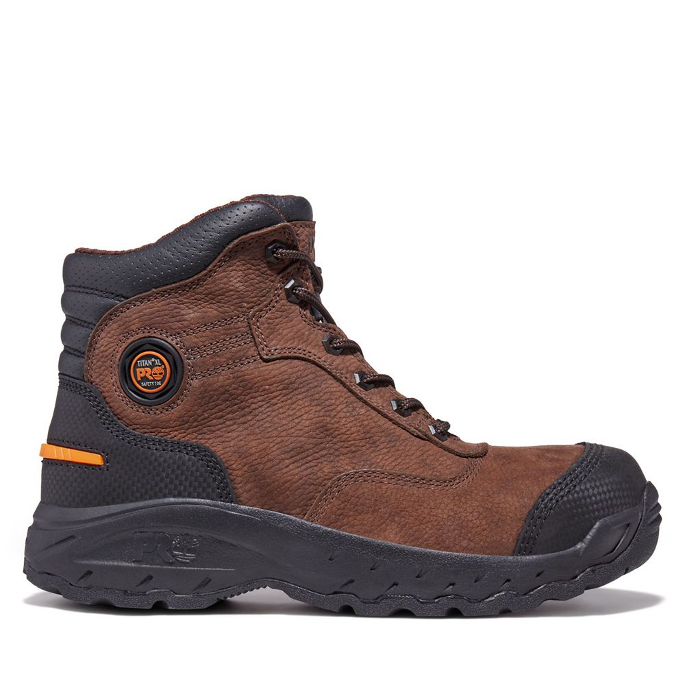 Timberland Μποτακια Εργασίας Ανδρικα Καφε/Μαυρα - Pro® Endurance 6" Titan® Xl Safety Toe - Greece 23